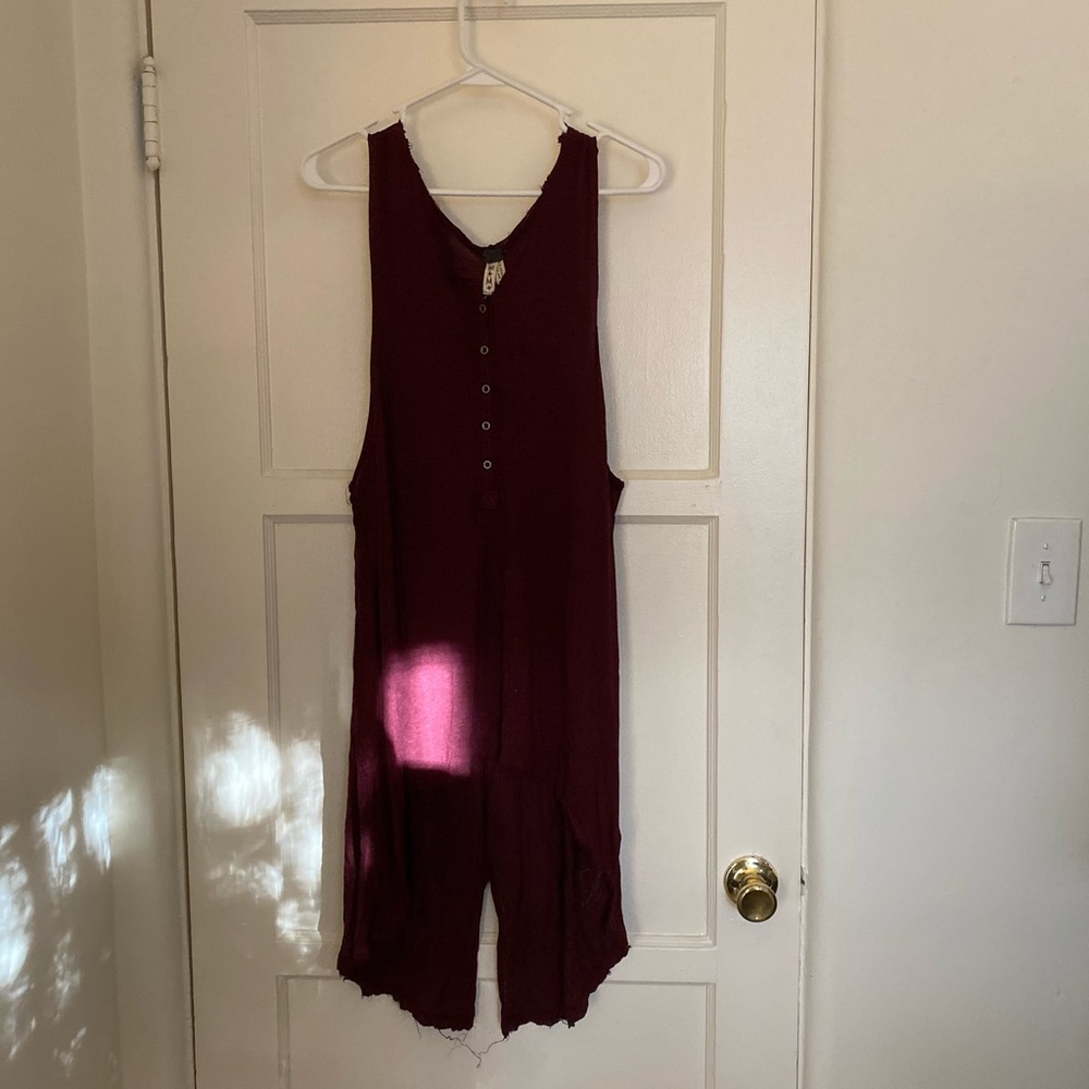 Free People Maroon Asymmetrical Tank